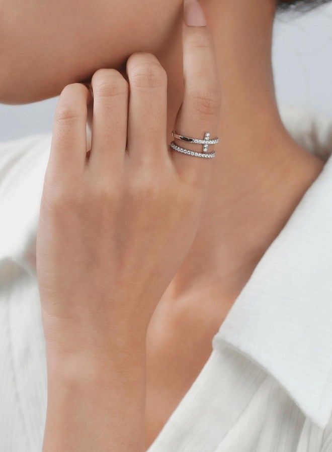 IMOLOVE Moissanite Wedding Bands for Women, Dainty 0.2 Carat Cross Purity Rings for Women Everyday Fashion Silver Moissanite Rings for Women with 18K White Gold Plated Size 8 - Image 5
